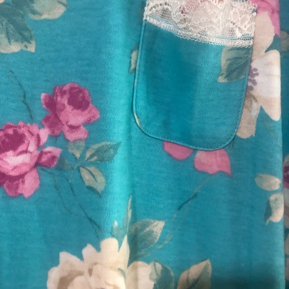 Miss Elaine Turquoise Flower Print Long Nightgown Size 3X NWT - Picture 6 of 12